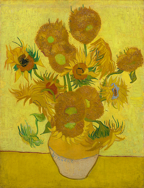 Vaas met vijftien zonnebloemen (Arles, januari, 1889) - Vase mit fünfzehn Sonnenblumen (Arles, Januar 1889), Öl auf Leinwand, 95 cm x 73 cm., Van Gogh Museum, Amsterdam, Nederland