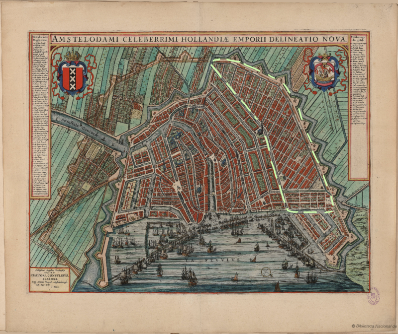 Johannes Blaeu, Karte von Amsterdam - Amstelodami Celeberrimi Hollandiae Emporii Delineatio Nova 1649.